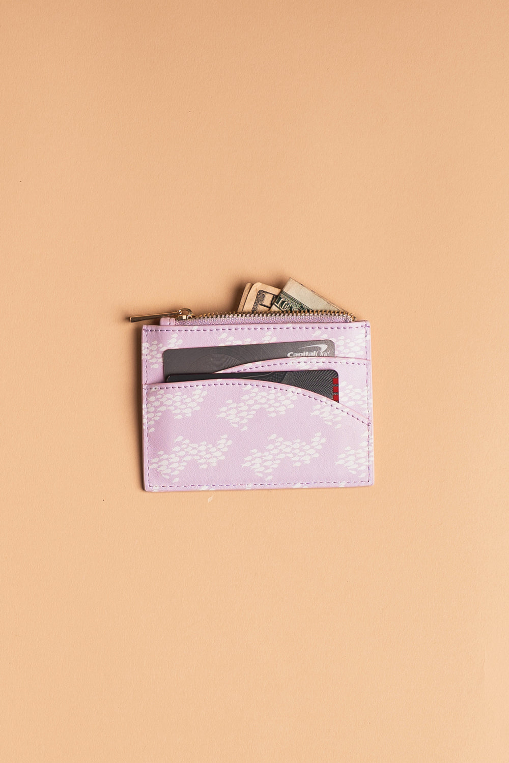 Curved Card Holder Nappa - Lilac Fish