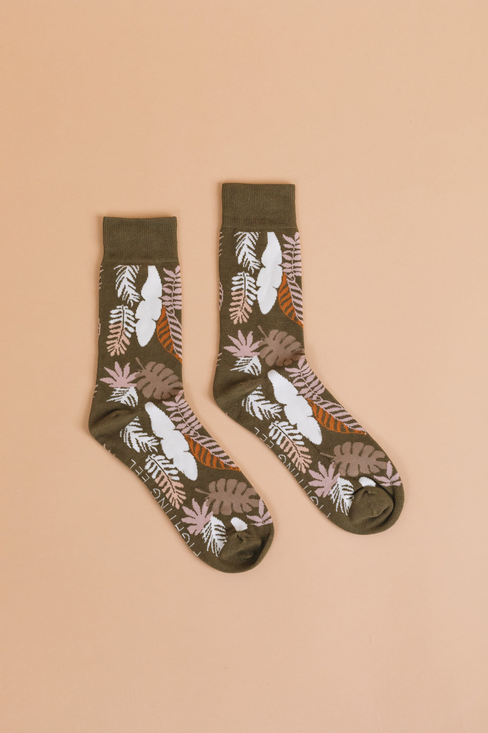 Standard Crew Sock - Olive Painted Palms