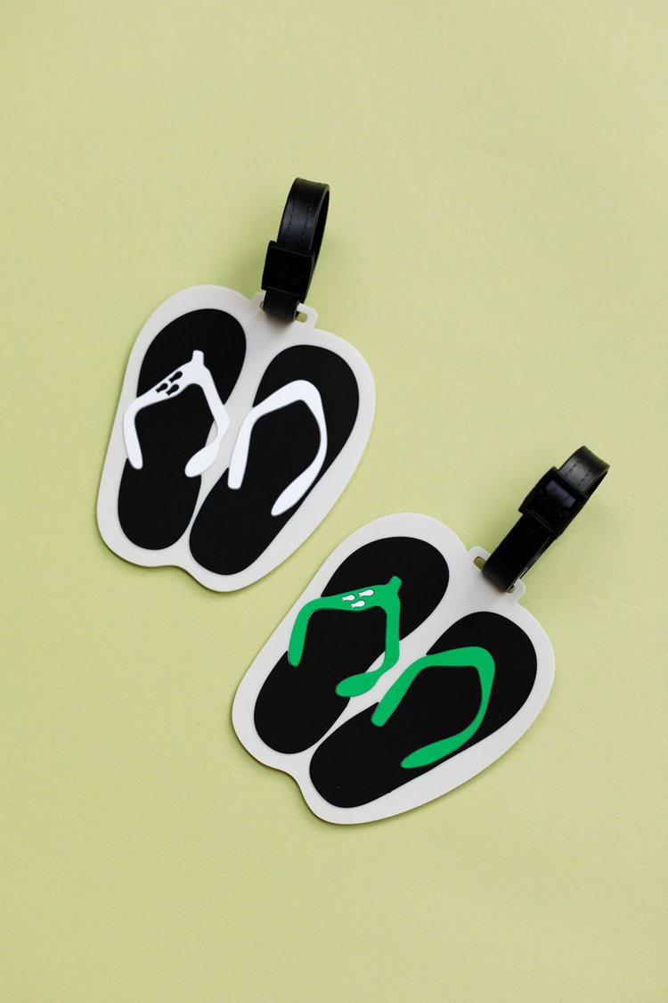 Luggage Tag - Green Slippers