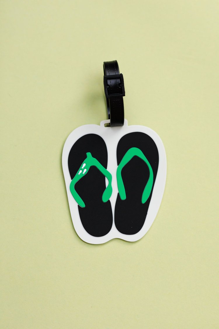 Luggage Tag - Green Slippers