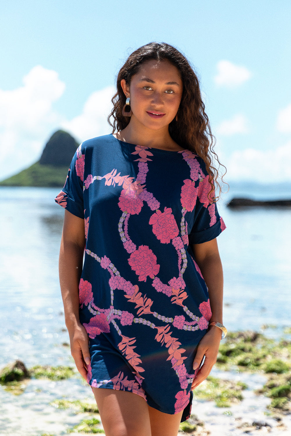 Dress Momo Short - Navy Hapa Lei Navy Hapa Lei Dress Momo Short - Navy Hapa Lei Navy Hapa Lei