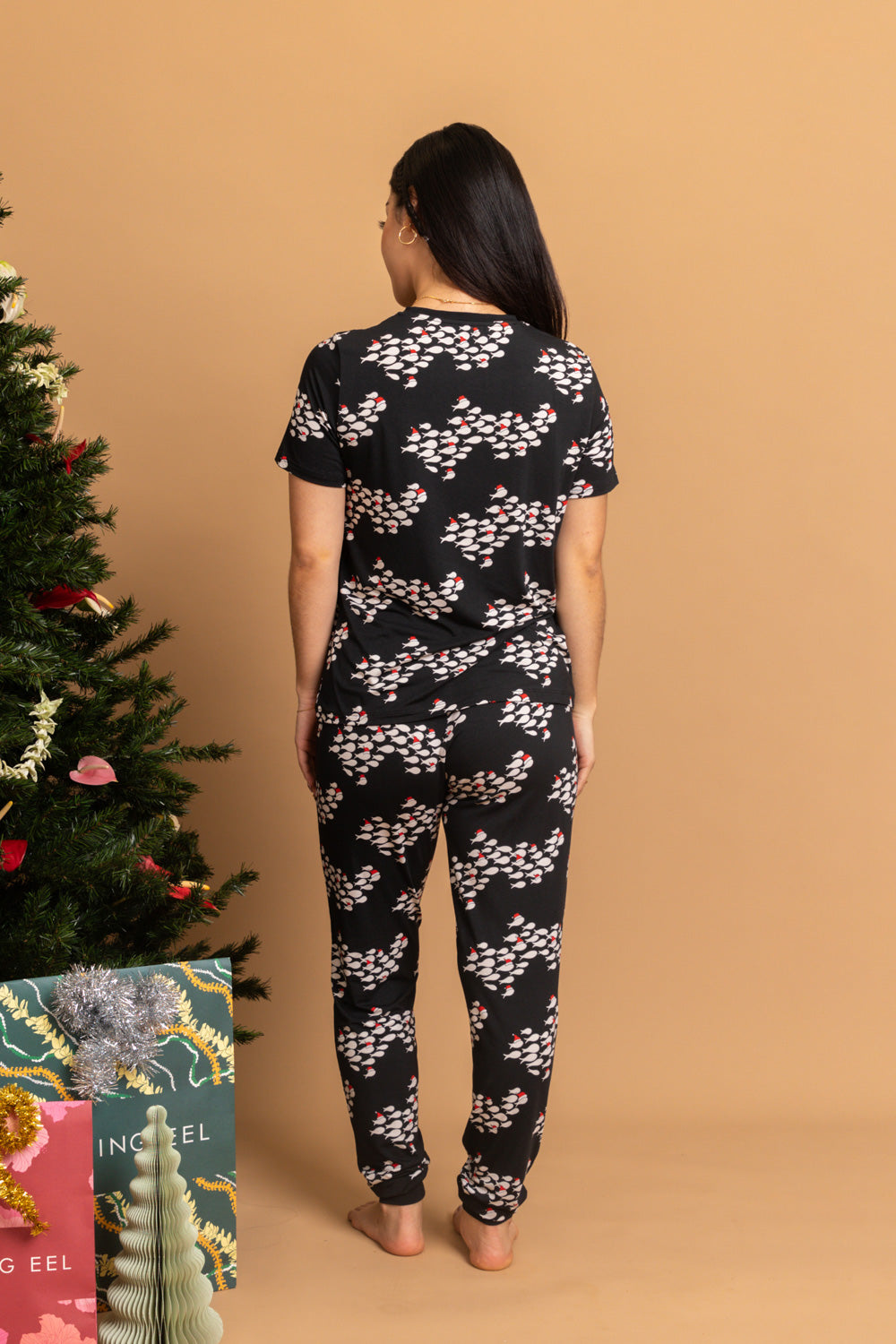 Women's Christmas PJ Set - Black Fish