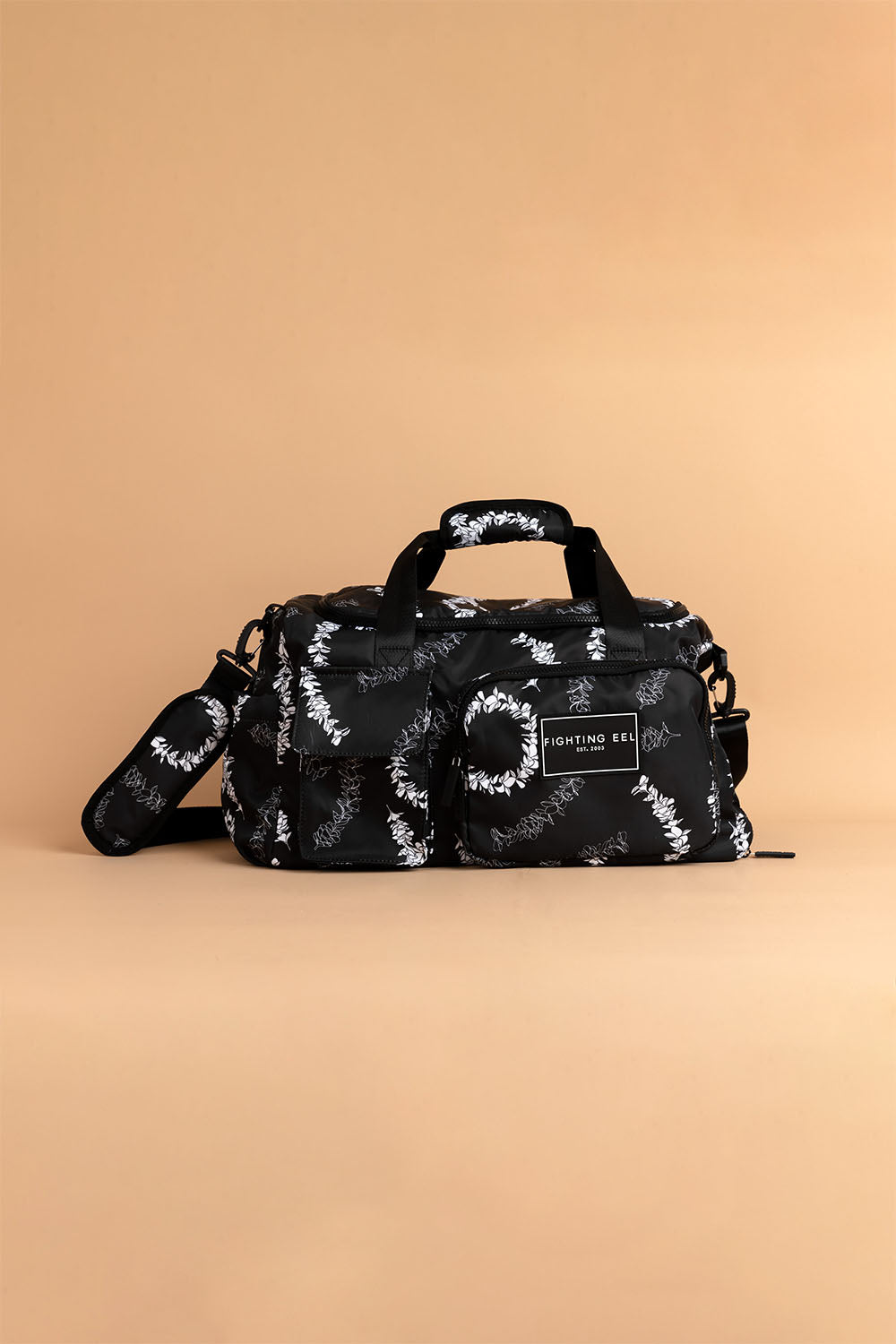 Duffle Bag - Black Plumeria Lei