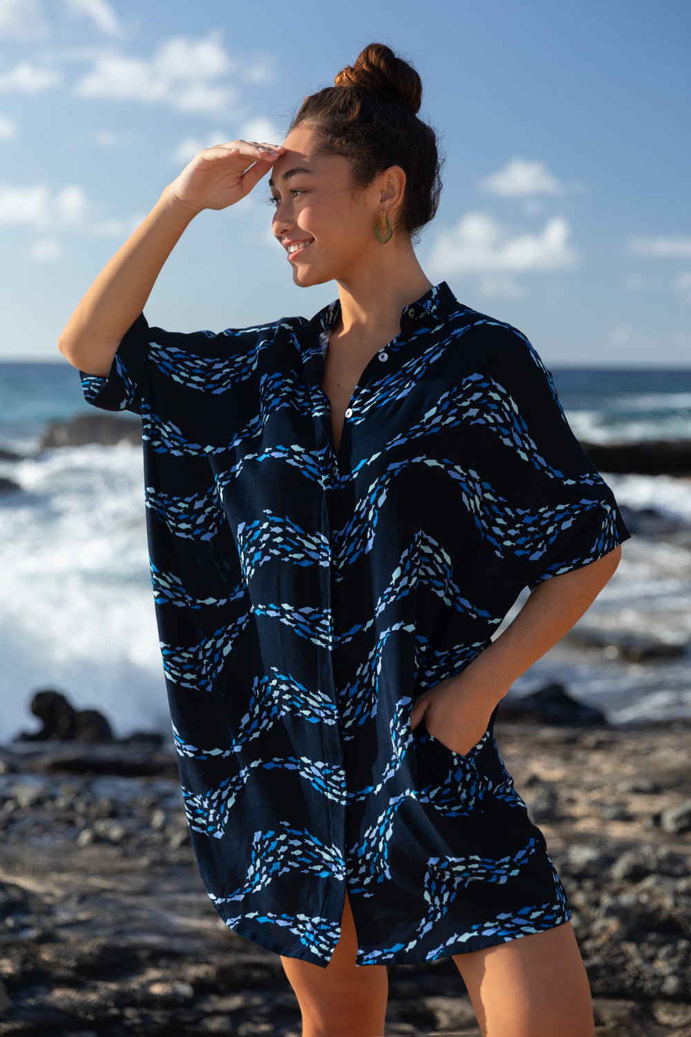 Dress Azur Short - Midnight Fish Wave