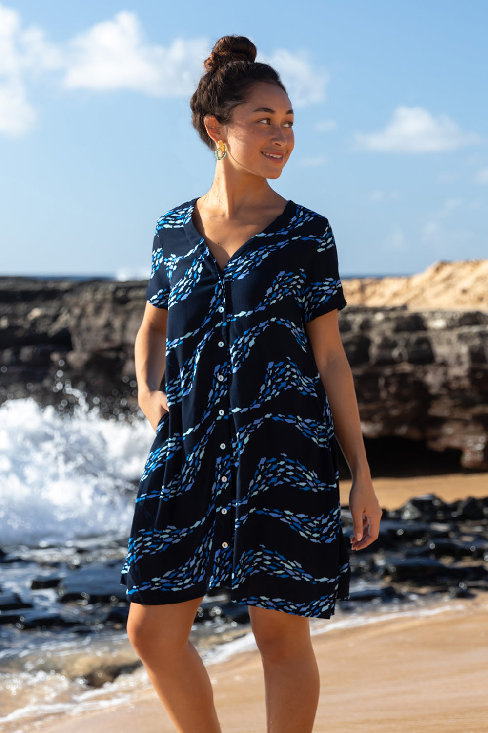 Dress Cairo - Midnight Fish Wave