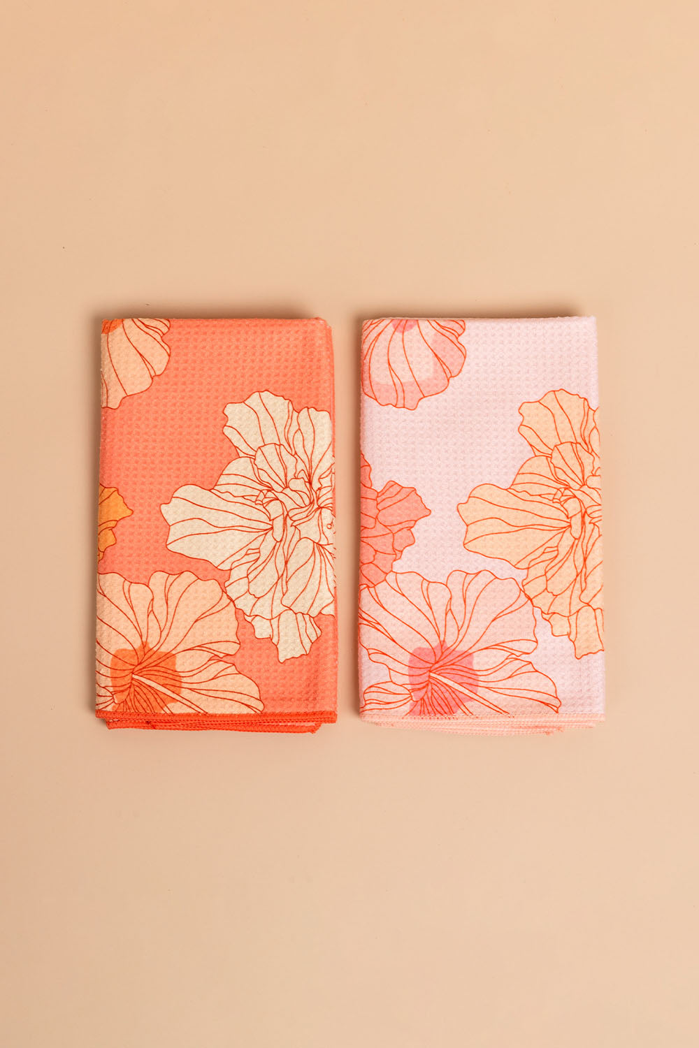 Multipurpose Towel 2 Pack - Sunset/Coral Summer Hibiscus