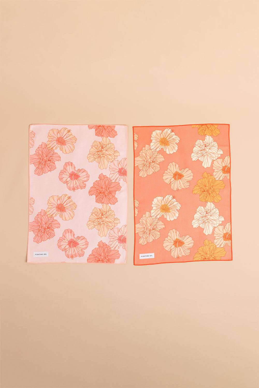 Multipurpose Towel 2 Pack - Sunset/Coral Summer Hibiscus