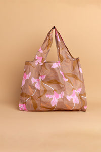 Reusable Snap Tote - Terracotta Retro Orchid