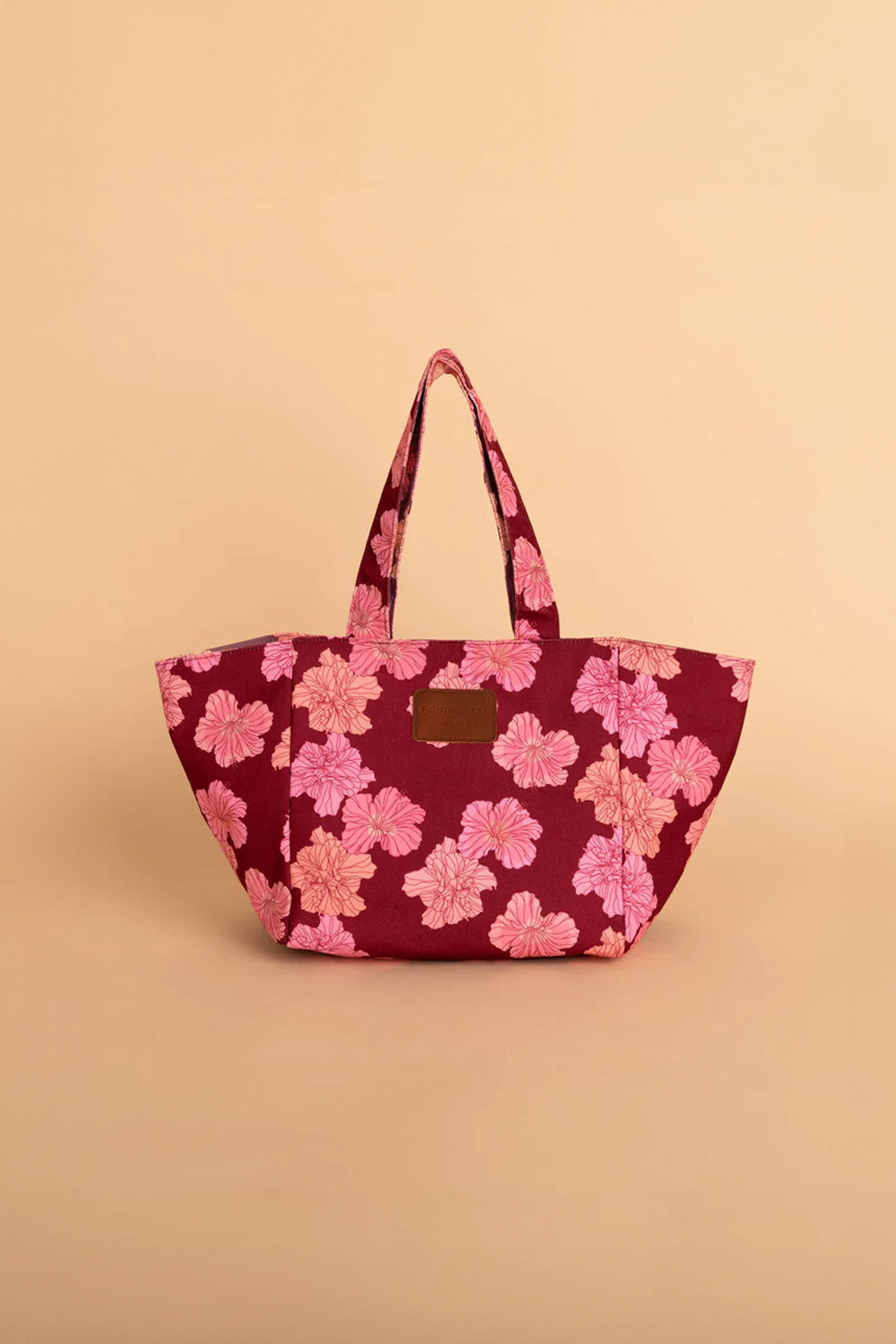 Small Reversible Tote - Garnet/Romance Summer Hibiscus