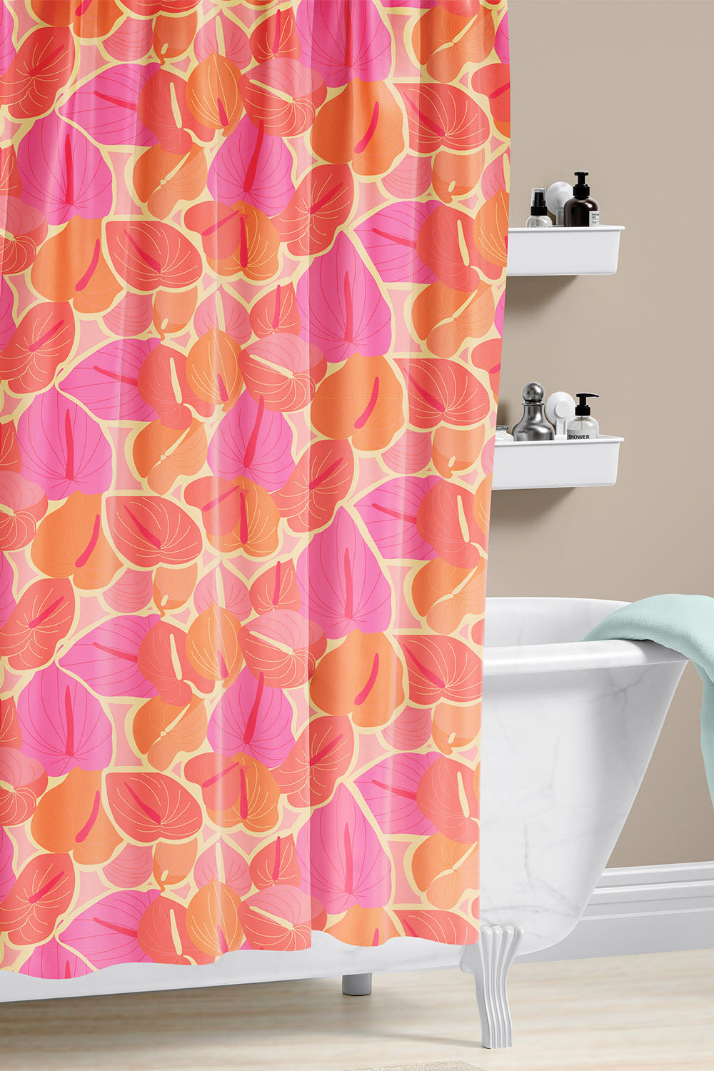 Shower Curtain - Grapefruit Anthurium