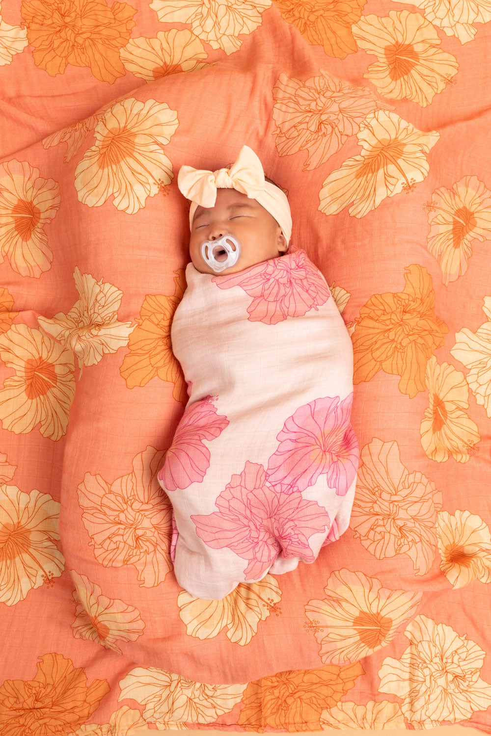 Baby Swaddle - Sunset Summer Hibiscus