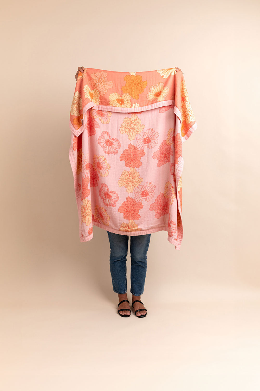 Petite Blanket - Sunset/Coral Summer Hibiscus