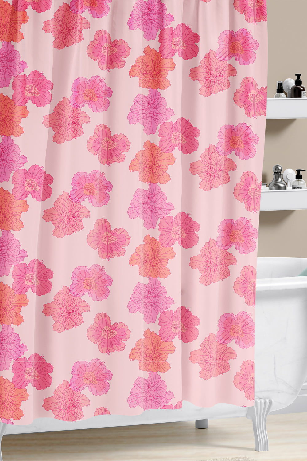 Shower Curtain  - Sunset Summer Hibiscus