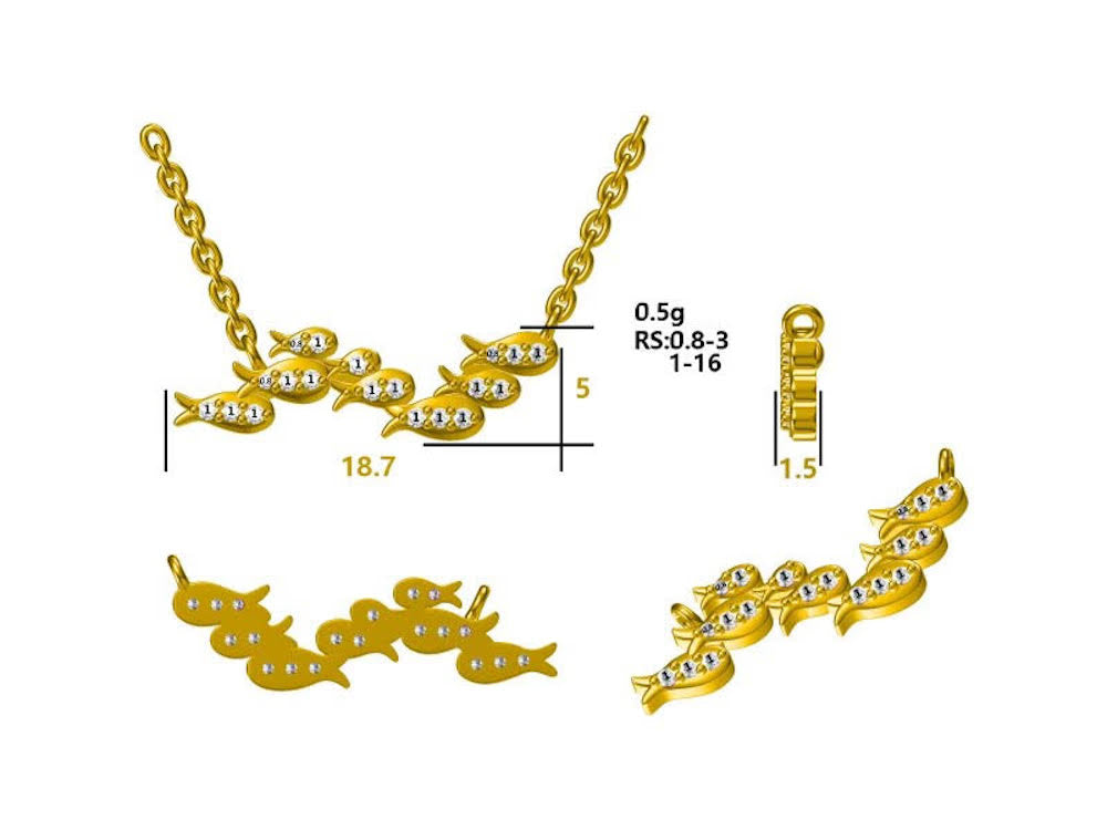 FE x Love Me Knots - Fish Vermeil CZ Necklace